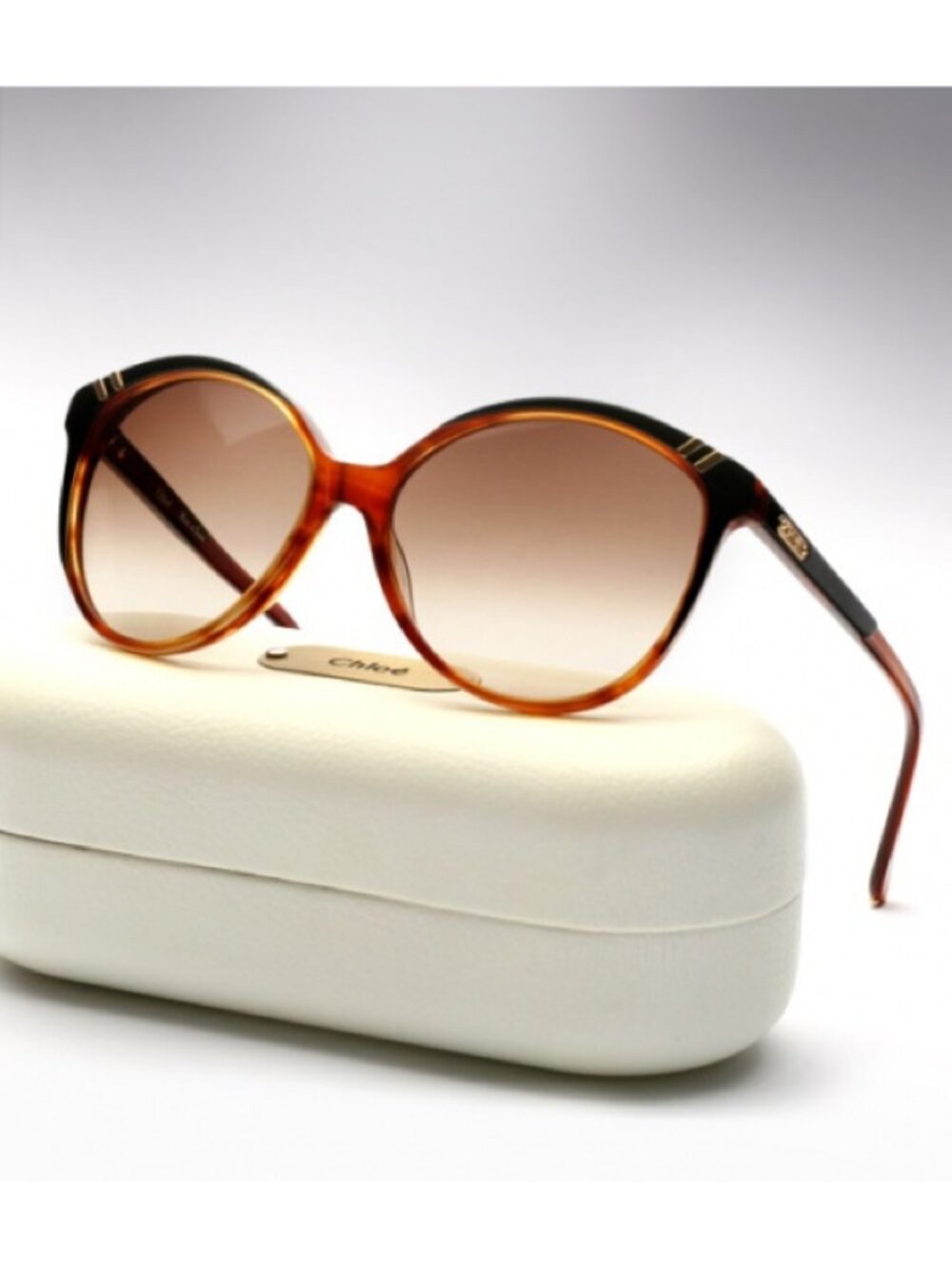 Chloé Oversized Round Sunglasses CL 2200 Brown Tortoise with case